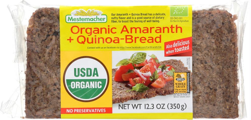 Mestemacher: Organic Amaranth + Quinoa-bread, 12.3 Oz