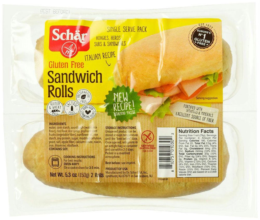 Schar: Sub Sandwich Rolls Gluten Free 2 Rolls, 5.3 Oz