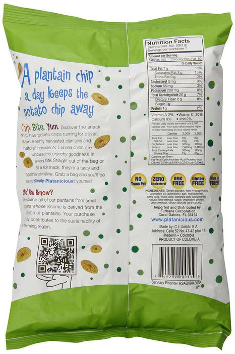 Turbana: Plantain Chips Lime, 7 Oz