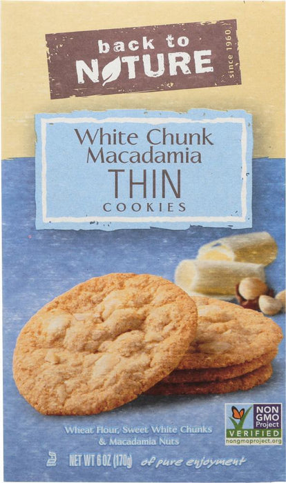 Back To Nature: White Chunk Macadamia Thin Cookies, 6 Oz