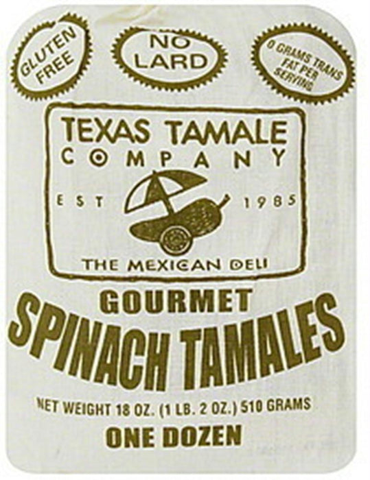 Texas Tamale: Tamales Spinach, 18 Oz