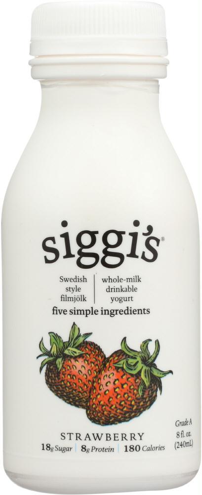 Siggis: Whole Milk Drinkable Yogurt Strawberry, 8 Oz