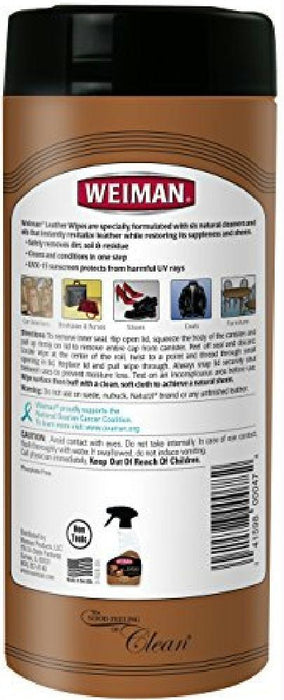 Weiman: Leather Wipes, 30 Count