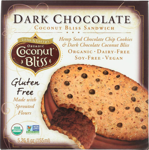 Luna & Larrys Coconut Bliss: Dark Chocolate Cookie Sandwich, 5.25 Oz