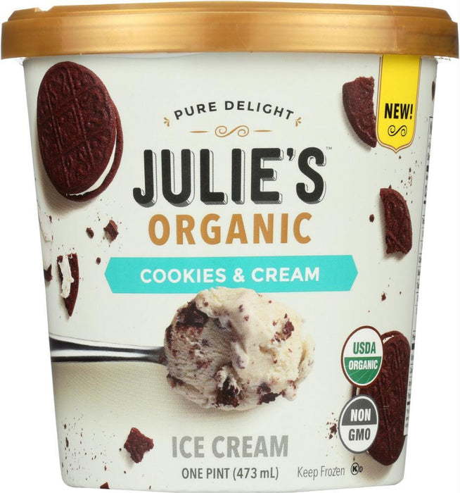 Julies Organic: Cookies & Cream Ice Cream, 16 Oz