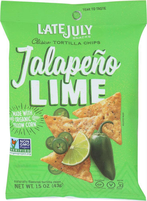 Late July: Chip Tortilla Classico Jalapeno Lime, 1.5 Oz