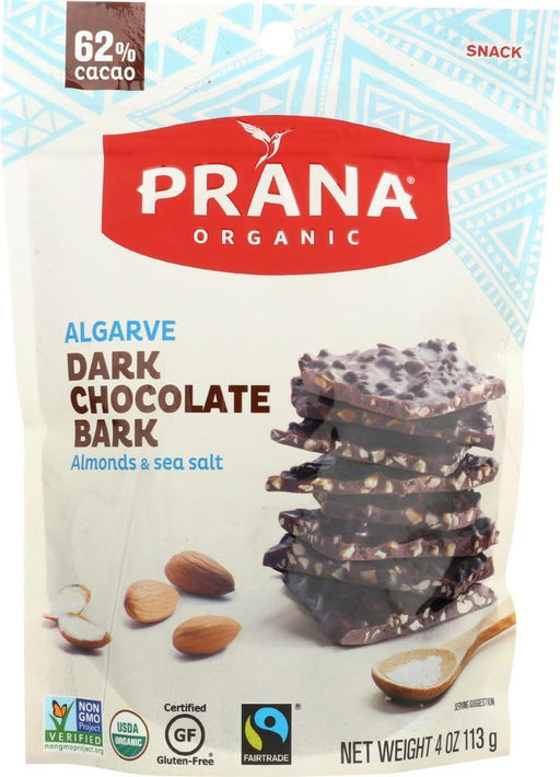 Prana: Chocolate Bark Dark Almond Salted Organic, 4 Oz