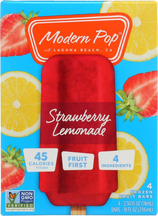 Modern Pop: Frozen Fruit Bar Strawberry Lemonade 4 Pack, 10 Fo