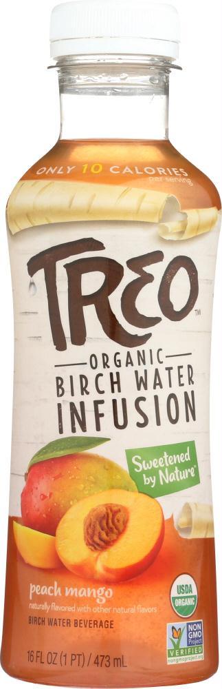 Treo: Organic Birch Water Infusion Peach Mango, 16 Oz