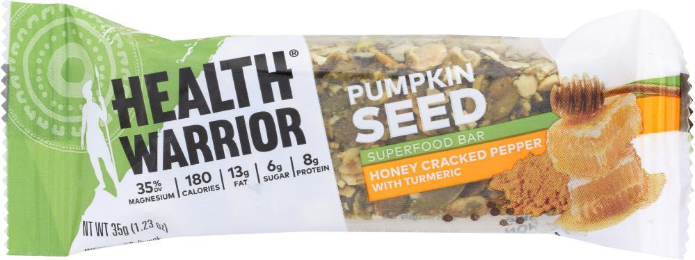 Health Warrior: Pumpkin Seed Bar Honey Cracked Pepper With Turmeric, 1.23 Oz