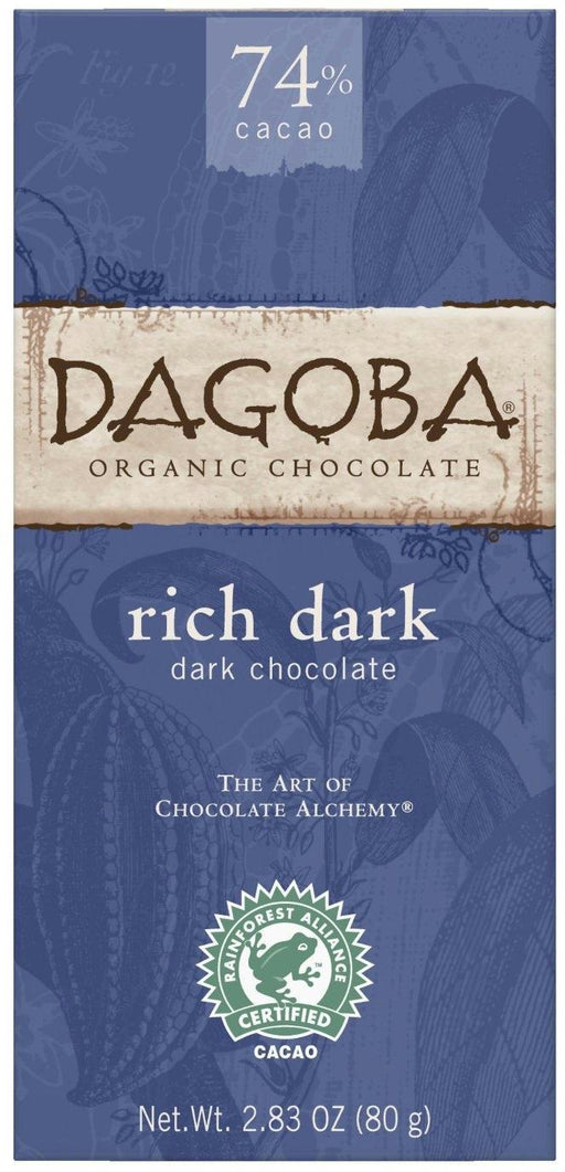 Dagoba: Organic Chocolate New Moon Rich Dark Chocolate Bar,  2.83 Oz