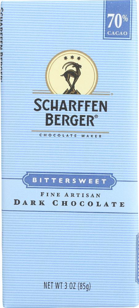 Scharffen Berger: 70% Cacao Dark Chocolate Bar Bittersweet, 3 Oz