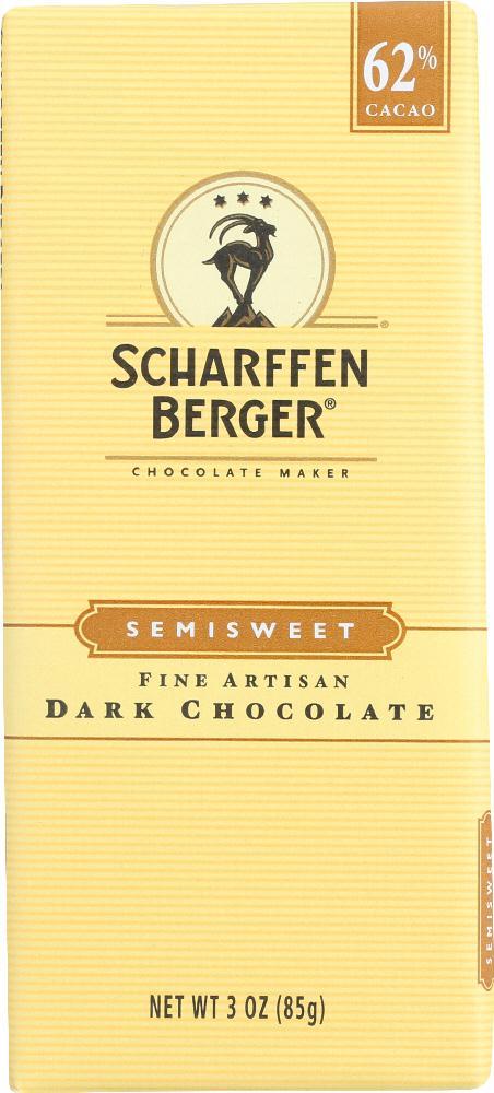 Scharffen Berger: 62% Semisweet Chocolate Bar Dark Chocolate, 3 Oz