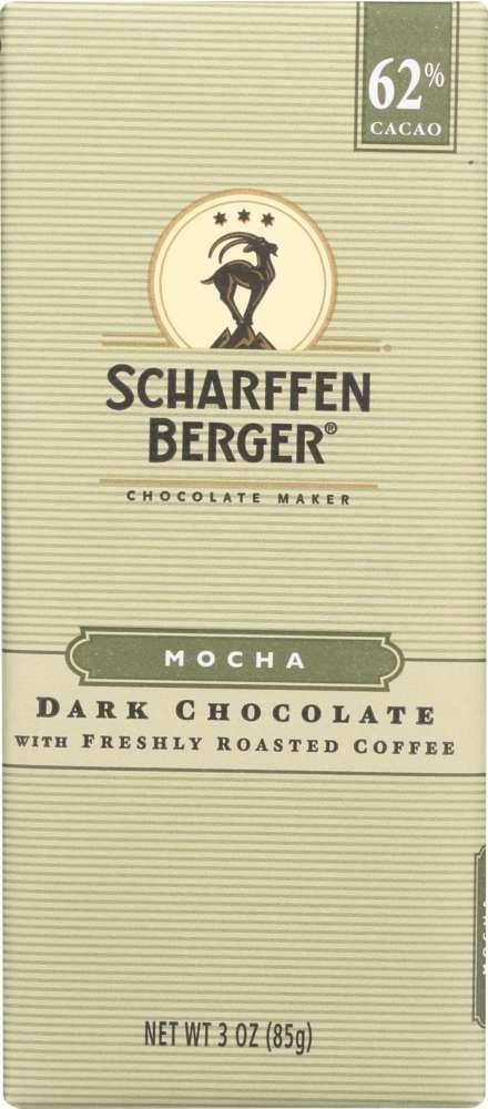 Scharffen Berger: 62% Cacao Mocha Dark Chocolate Bar, 3 Oz