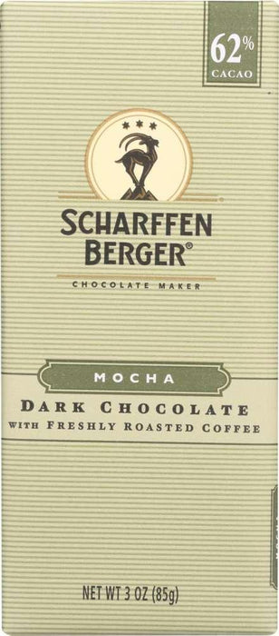 Scharffen Berger: 62% Cacao Mocha Dark Chocolate Bar, 3 Oz