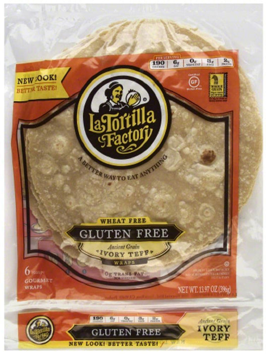 La Tortilla Factory: Tortilla Wraps Gluten Wheat Free Ivory Teff, 13.96 Oz