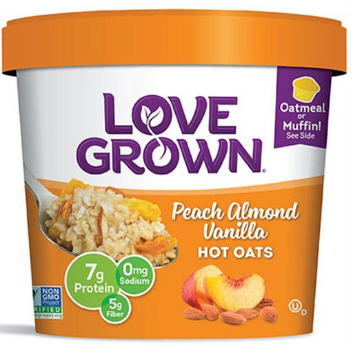 Love Grown: Foods Hot Oats Peach Almond Vanilla, 2.22 Oz