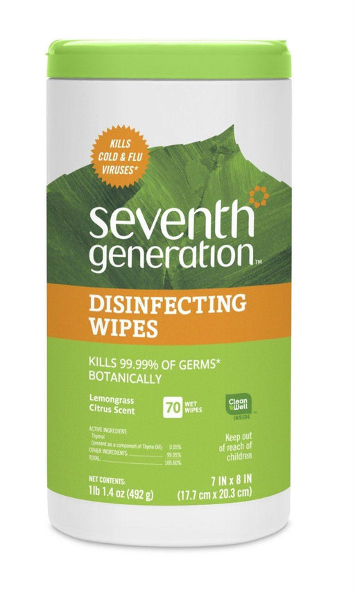 Seventh Generation: Disinfecting Wipes Lemongrass Citrus Scent, 70 Wipes