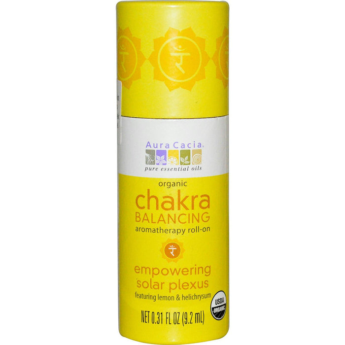 Aura Cacia: Chakra Balancing Aromatherapy Roll-on Empowering Solar Plexus, 0.31 Oz