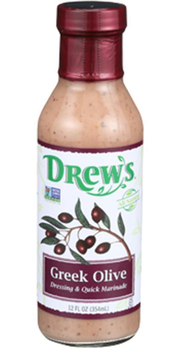 Drew's: All Natural Dressing & Quick Marinade Greek Olive, 12 Oz