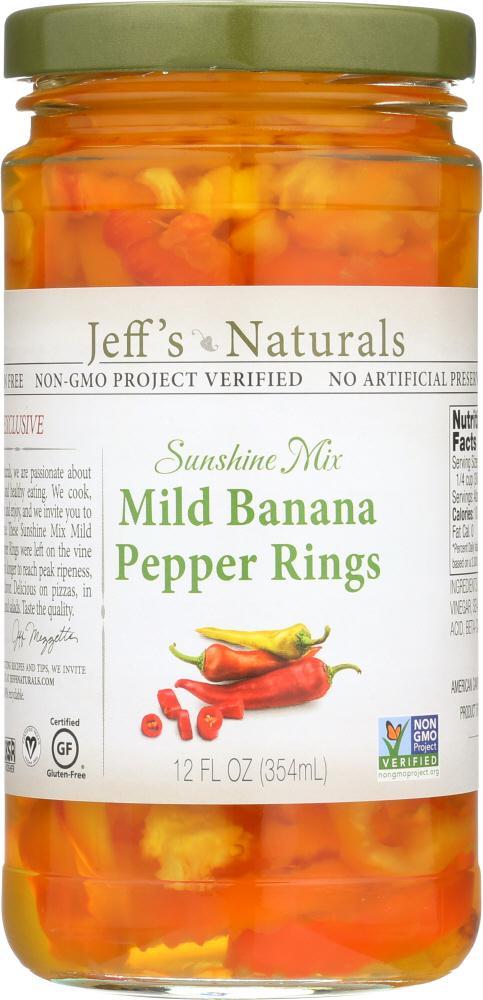 Jeffs Naturals: Peppers Banana Mild Sliced, 12 Oz