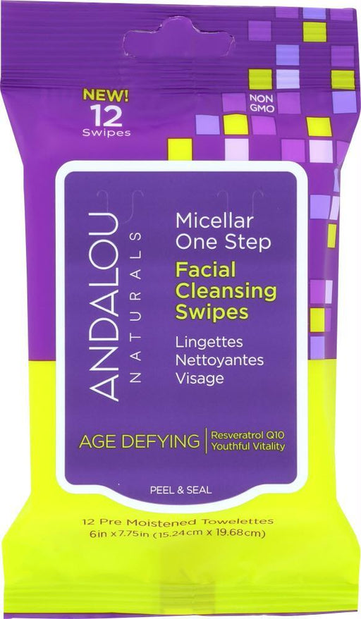 Andalou Naturals: Micellar One Step Facial Cleansing Swipes Age Defying, 12 Pc