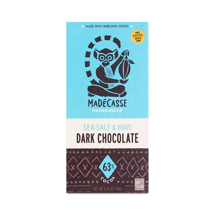 Madecasse: 63% Cocoa Chocolate Bar Sea Salt & Nibs, 2.64 Oz