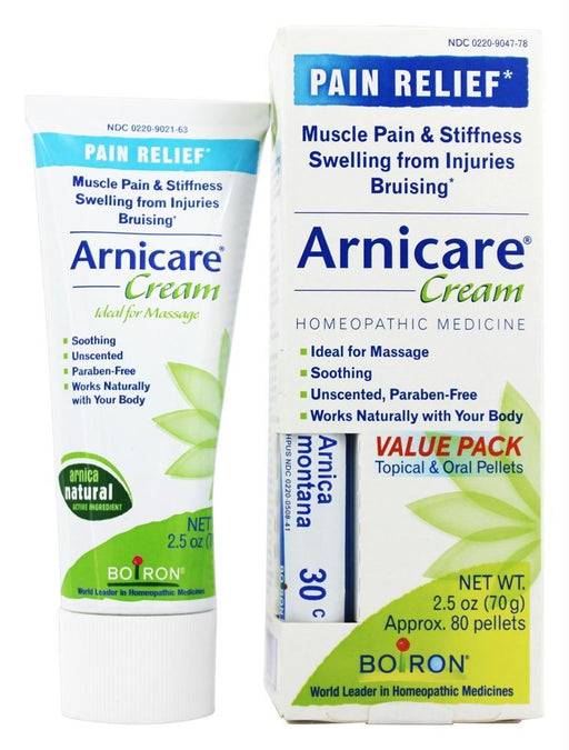 Boiron: Arnicare Arnica Cream For Pain Relief & Blue Tube Value Pack, 2.5 Oz