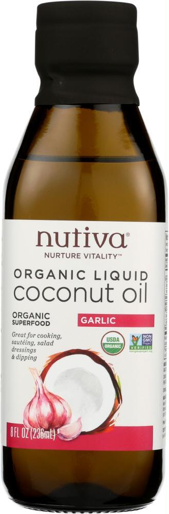 Nutiva: Organic Liquid Coconut Oil Garlic, 8 Oz