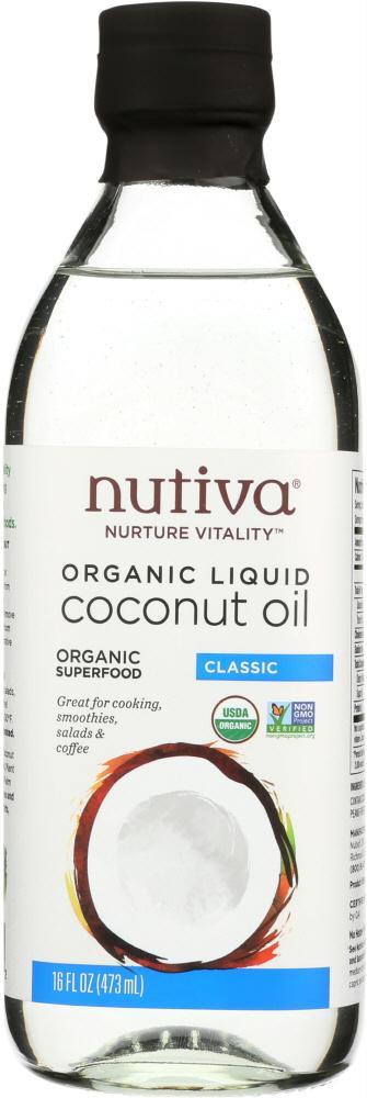 Nutiva: Liquid Coconut Oil Classic Glass, 16 Oz