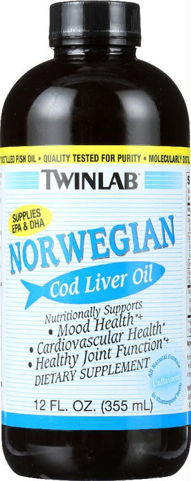 Twinlab: Norwegian Cod Liver Oil Dietary Supplement Unflavored, 12 Oz