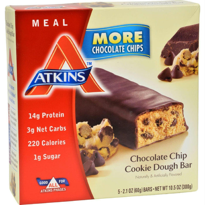 Atkins: Meal Bar Chocolate Chip Cookie Dough (5x2.1oz Bars), 10.5 Oz