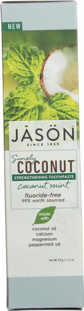 Jason: Toothpaste Simply Coconut Strengthening Mint Fluoride Free, 4.2 Oz