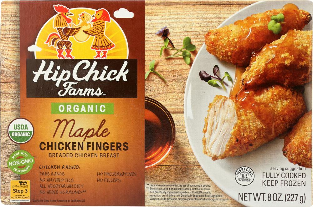 Hip Chick Farms: Chicken Maple Organic Finger, 8 Oz