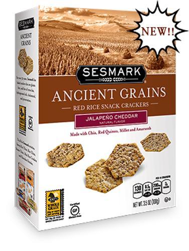 Sesmark: Ancient Grains Red Rice Snack Crackers Jalapeno Cheddar, 3.5 Oz