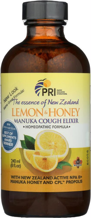 Pri: Cough Elixir Lemon Manuka Honey, 8 Fo