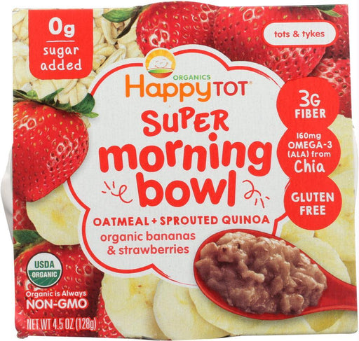 Happy Tot: Super Morning Bowl Oatmeal Bananas & Strawberries, 4.5 Oz