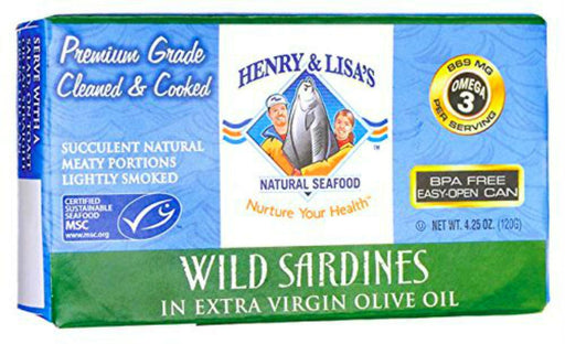 Henry & Lisa's: Natural Seafood Wild Sardines Extra Virgin Olive Oil, 4.25 Oz