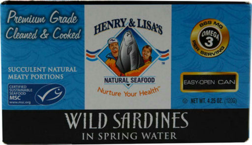 Henry & Lisa's: Natural Seafood Wild Sardines In Spring Water, 4.25 Oz