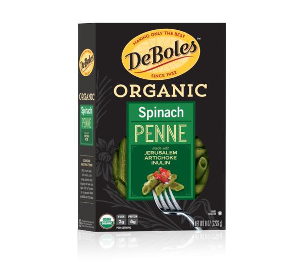 Deboles: Pasta Penne Spinach, 8 Oz