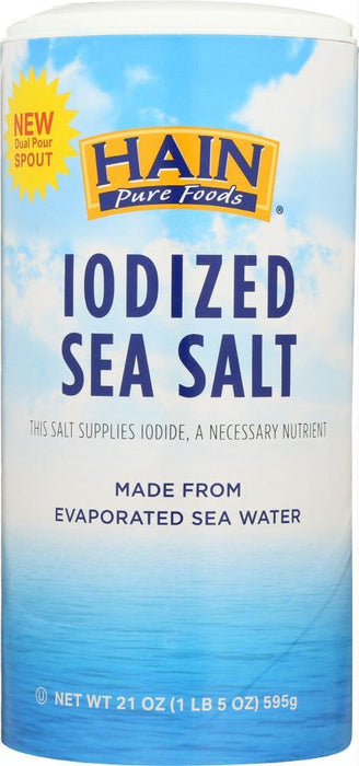 Hain: Pure Foods Iodized Sea Salt, 21 Oz