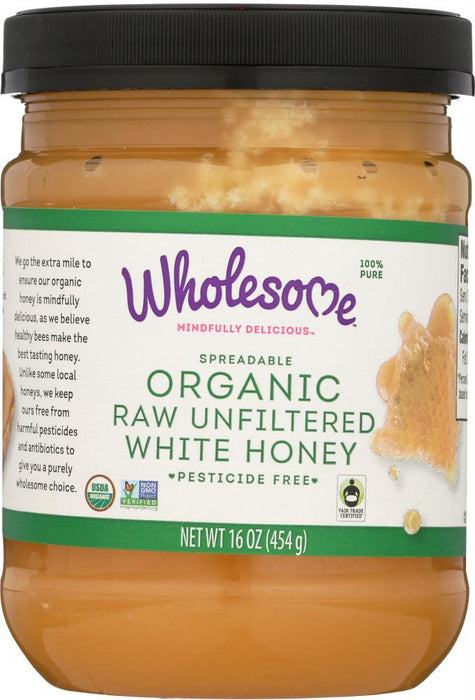 Wholesome Sweeteners: Honey Wht Raw Unfltrd Jar (16.000 Oz)