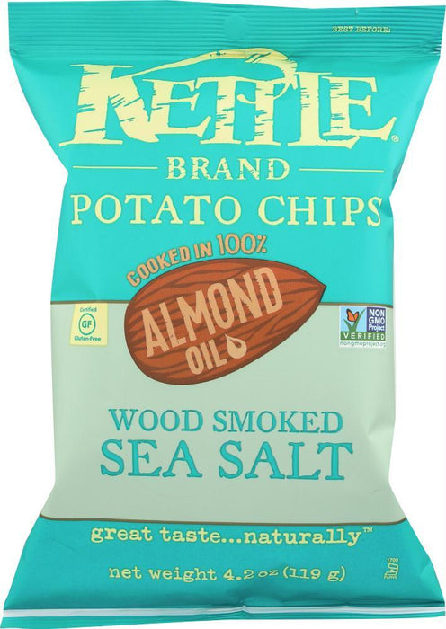 Kettle Brand: Almond Oil Potato Chips Wood Smoked Sea Salt, 4.2 Oz