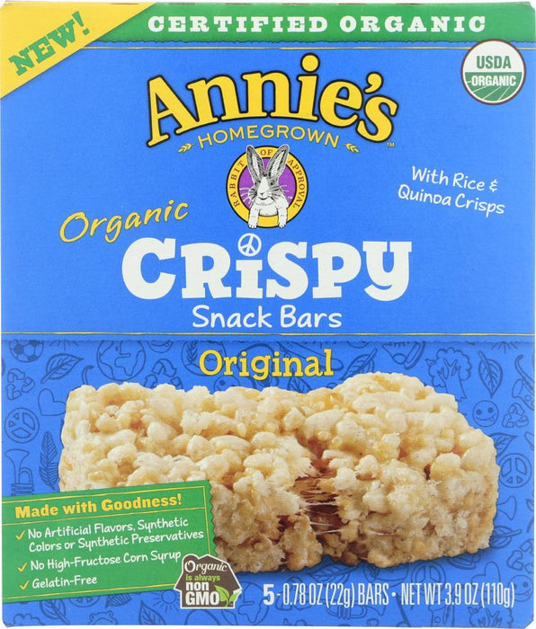 Annies Homegrown: Bars Crispy Original Organic, 3.9 Oz