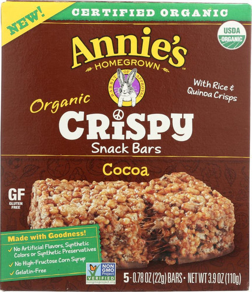 Annies Homegrown: Bars Crispy Cocoa Organic, 3.9 Oz