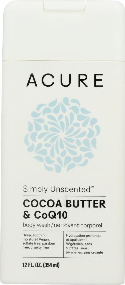 Acure: Simply Unscented Body Wash Cocoa Butter & Coq10, 12 Fl Oz