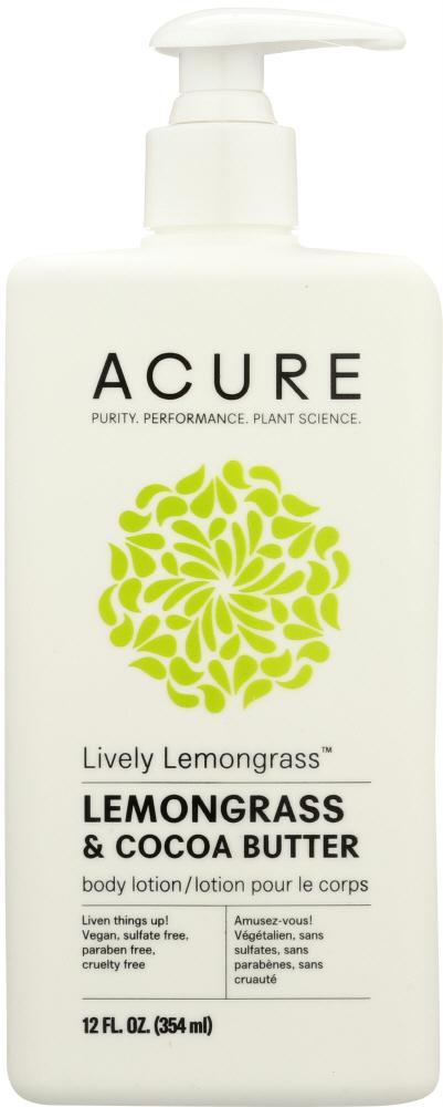 Acure: Lively Lemongrass Body Lotion Lemongrass & Cocoa Butter, 12 Fl Oz