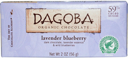 Dagoba Organic Choc: Lavender Blueberry Dark Chocolate Bar, 2 Oz