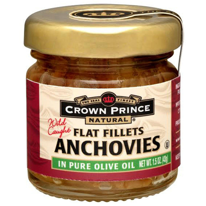 Crown Prince: Natural Anchovies Flat Fillets In Pure Olive Oil, 1.5 Oz