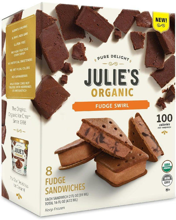 Julies Organic: Ice Cream Sandwich Fudge Swirl, 16 Oz